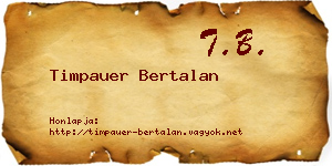 Timpauer Bertalan névjegykártya
