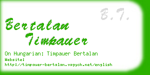 bertalan timpauer business card